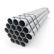 Steel pipes bundle isolated on white background.