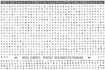 mega iconset perfect designed pictograms grey