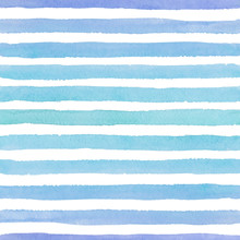 Hand Drawn Seamless Watercolor Pattern With Colorful Blue Strokes On The White Background 