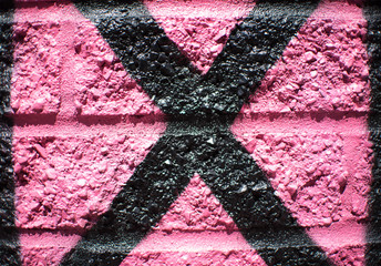 Pink, Gray, Black Brick Wall Paint 