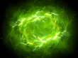 Green glowing plasma lightning in space