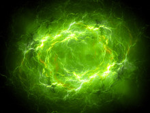 Green Glowing Plasma Lightning In Space