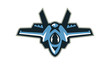 Logo of the fighter, interceptor, aircraft. Military equipment. Vector illustration, a flat style