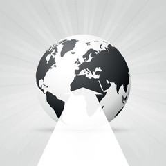 Wall Mural - world map and white arrow