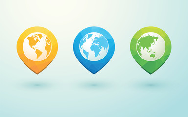 Wall Mural - color globes and arrow pins
