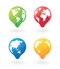 Wall Mural - color pins with world globe