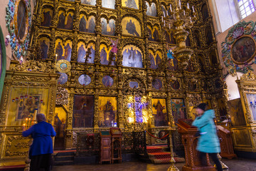 Canvas Print - iconostasis in Peter and Paul Cathedral in Kazan, Republic of Tatarstan, Russia