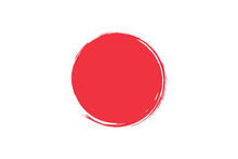 Flag Of Japan With Grunge Effect. Japanese Flag Painted With Ink. Red Sun. Vector Illustration