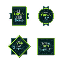 April 22 world earth day set of borders and frames with logo on white background, nature, ecology design element, vector illustration, environment care vintage concept