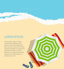 Poster - Summer Time Background. Sunny Beach in Flat Design Style Vector 