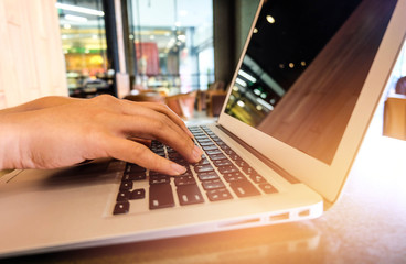 Woman office worker is typing keyboard, business technology and education concept