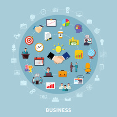 Canvas Print - Business Pictograms Round Composition