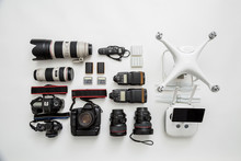 Equipment Of A Modern Photographer With A Drone