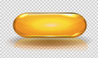 Real fish oil capsule with transparency effect and shadow. Vector Illustration