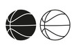 Set of icons of basketball balls. Filled and line basketball balls isolated on white background. Vector