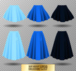 Vector illustration of different model skirt on transparent background. Skirt mockup.