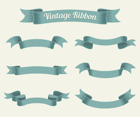 vintage ribbon set. vector illustration.