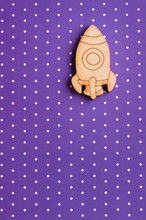 Purple Polka Dot Desk With Wooden Space Ship
