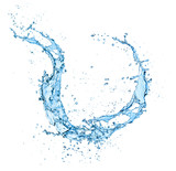 Fototapeta Łazienka - blue water splash isolated on white background
