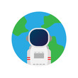 Astronaut in outer space concept vector illustration in flat style.