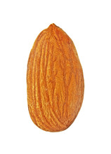 Single Tasty Almond Nut On A White Background, Top View
