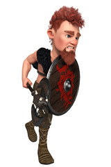 cartoon viking running e attacking