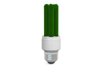 Poster - saving lamp grassy, eco concept. 3D rendering