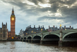 Fototapeta Big Ben - LONDON, ENGLAND - JUNE 16 2016: Houses of Parliament with Big Ben from Westminster bridge, London, England, Great Britain