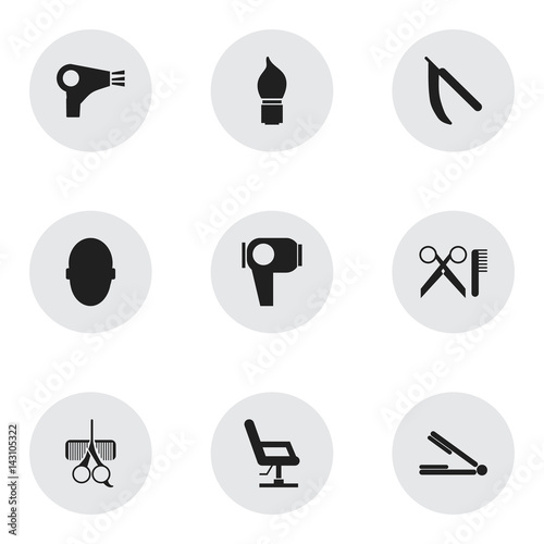 Set Of 9 Editable Hairstylist Icons Includes Symbols Such As Hair