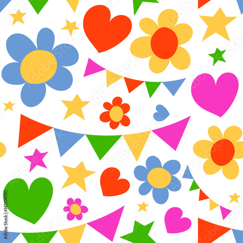 Nature spring flower wreath illustration seamless pattern background vector