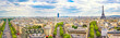 Paris, France. Panoramic view from Arc de Triomphe. Eiffel Tower and Avenue des Champs Elysees.