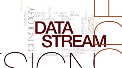 Sticker - Data stream animated word cloud, text design animation. Kinetic typography.