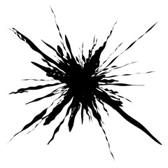 Poster - Splash, splatter shape isolated on white. Splattered fluid silhouette. Ink drop stain element