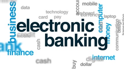 Poster - Electronic banking animated word cloud, text design animation.