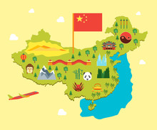 Cartoon Travel China Tourism Concept. Vector