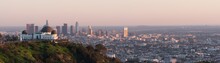  Los Angeles Sunset, California, USA Downtown Skyline From Griffith Park Panoramic View