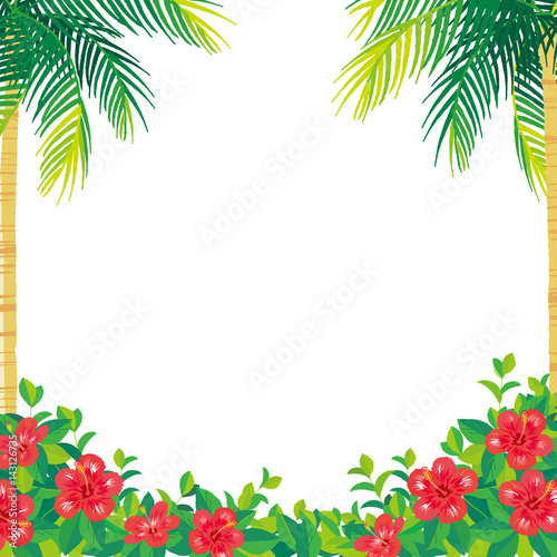 ハイビスカスとヤシの木 イラスト Stock Vector Adobe Stock