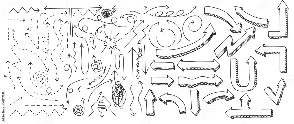 arrow Hand drawn elements line art vector set art illustration Stock ...