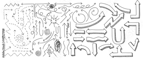 Fotografía arrow Hand drawn elements line art vector set art illustration