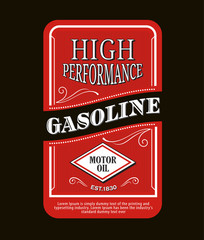 Wall Mural - Vintage label gasoline sign retro vector illustration