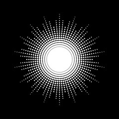 Wall Mural - dots drawing of rays of the sun in vintage style.