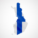 Fototapeta Paryż - Hanging Finland flag in form of map. Republic of Finland. National flag concept.