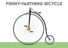 Penny-farthing Bicycle Victorian Style. Isolated In Layers