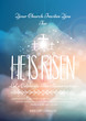 He is risen, vector Easter religious poster template