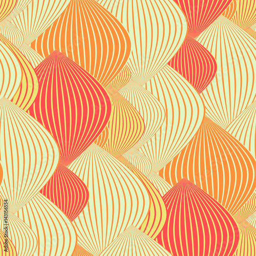 asian seamless texture with chains of lanterns in orange Poster Mural XXL