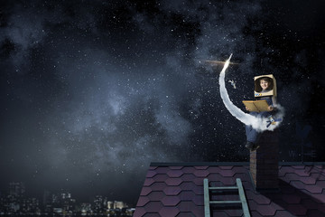 Wall Mural - Dreaming of becoming a spaceman . Mixed media
