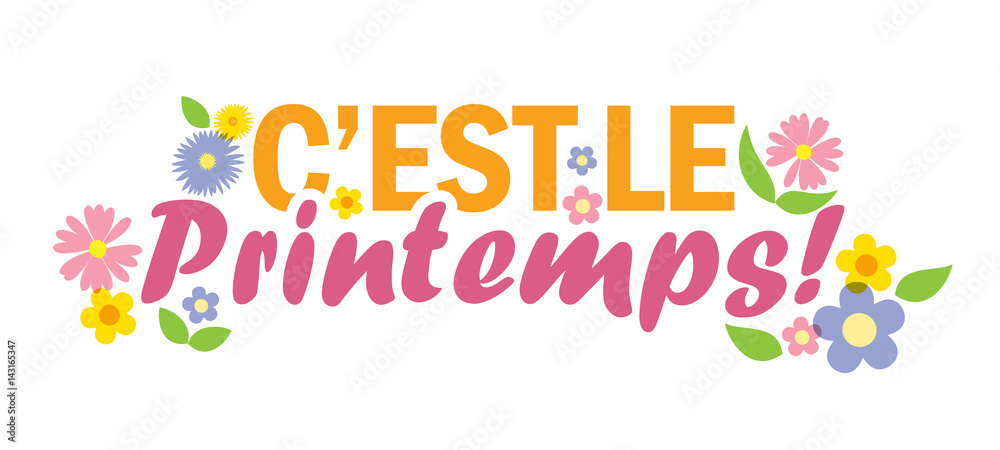 Image vectorielle Stock C′EST LE PRINTEMPS Bannière avec fleurs ...