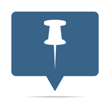 Blaue Sprechblase mit Pin - Merken