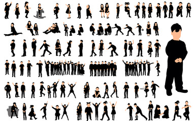 Wall Mural - collection of children silhouettes boys and girls set, vector