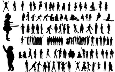 Wall Mural - collection of children silhouettes boys and girls